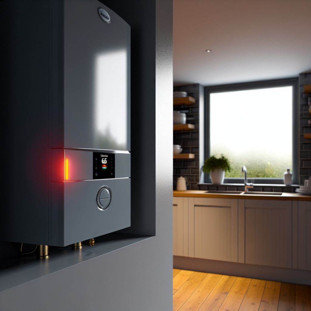 Modern boiler with error code in a Kirkcaldy family home