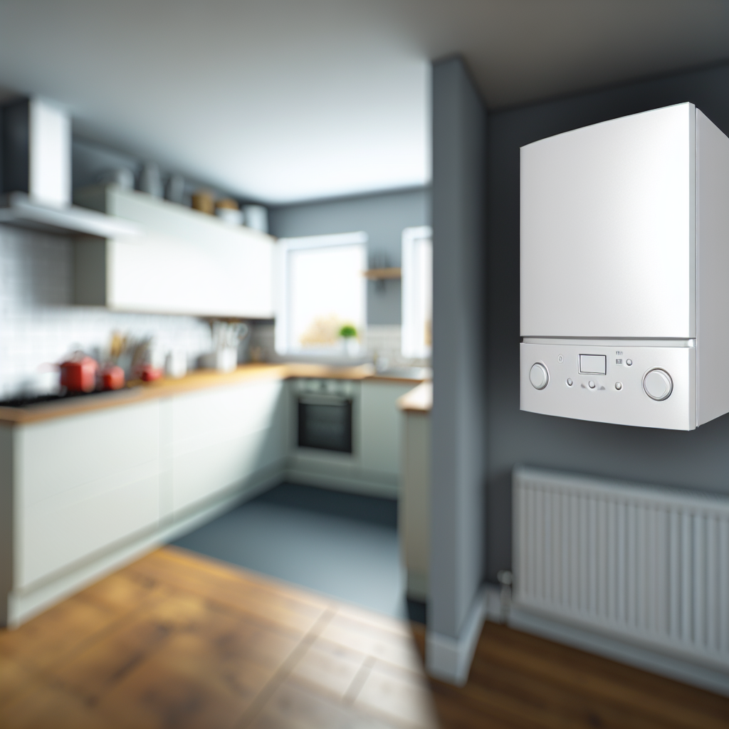 Modern Dundee kitchen with new combi boiler on wall